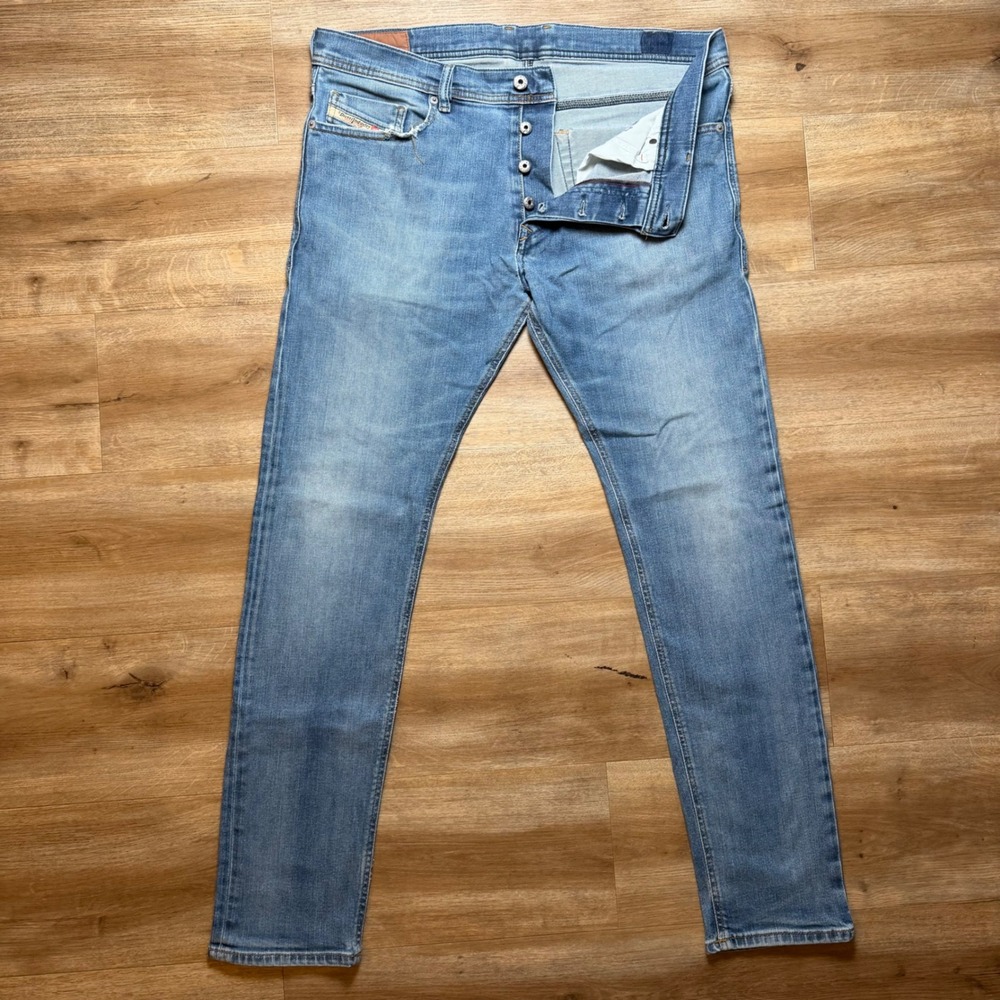 Diesel Tepphar Jeans Mens 34 (Measures 36x32) Blue Slim Carrot Stretch Denim